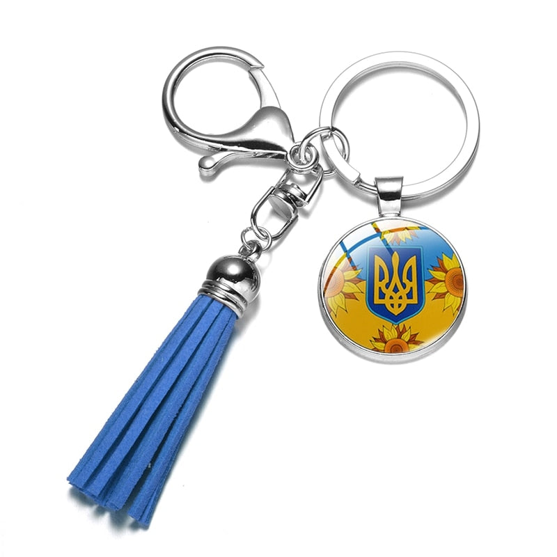 Ukrainian Leather Tassel Keychain