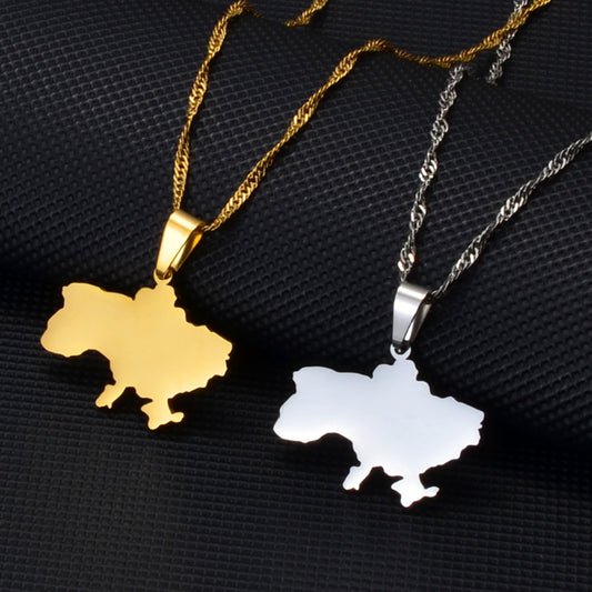 Ukrainian Map Pendant Necklace