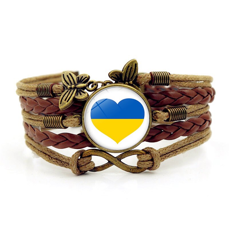 Ukrainian Flag Leather Bracelet for Women