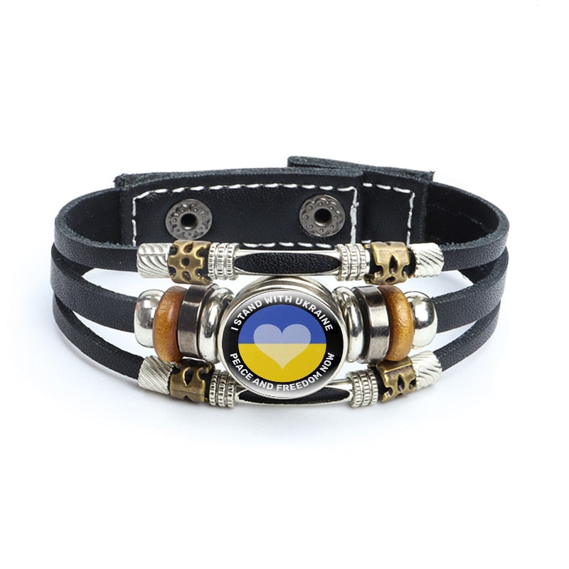 Multilayer Ukrainian Leather Bracelet