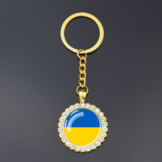 Ukrainian Flag Key Crystal Chain