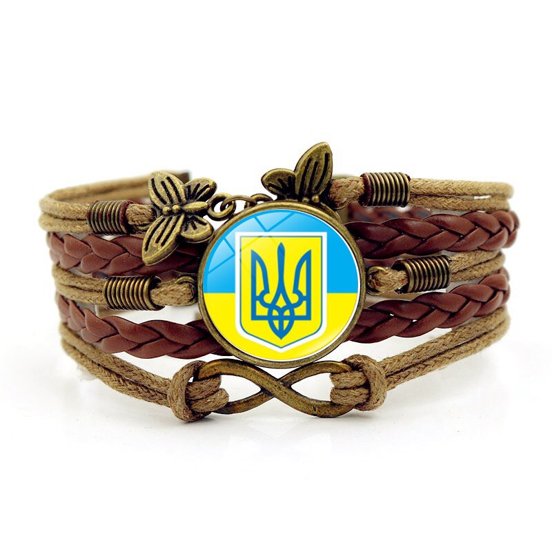 Ukrainian Flag Leather Bracelet for Women