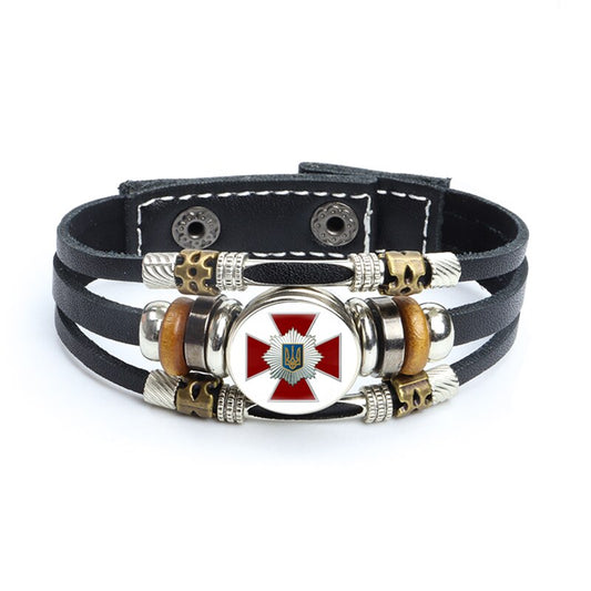 Multilayer Ukrainian Leather Bracelet