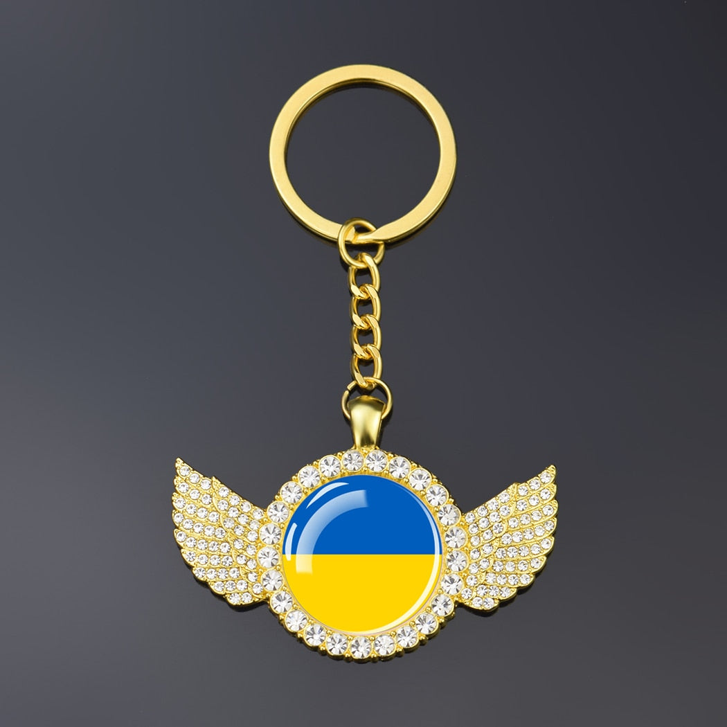 Ukrainian Flag Key Crystal Chain