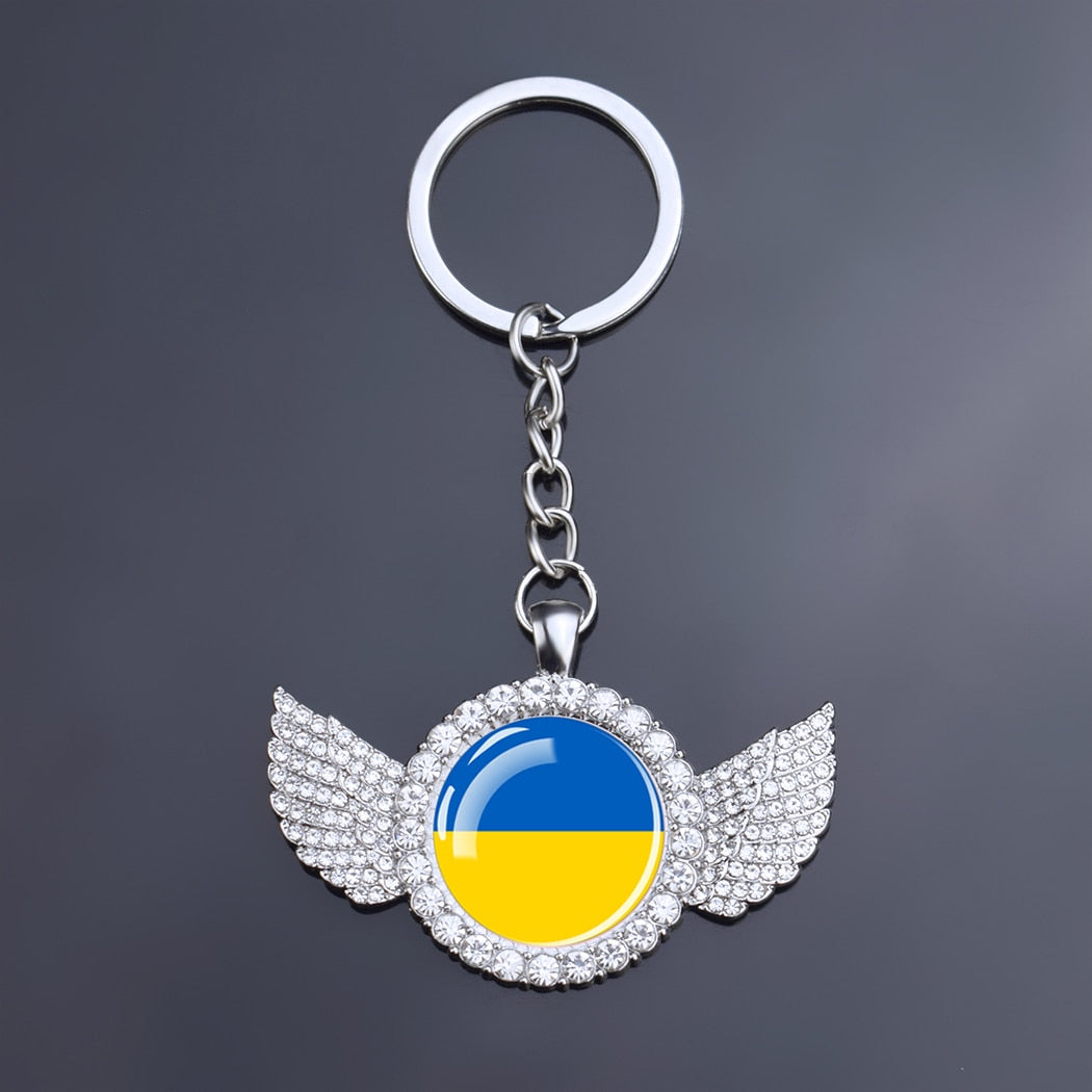 Ukrainian Flag Key Crystal Chain