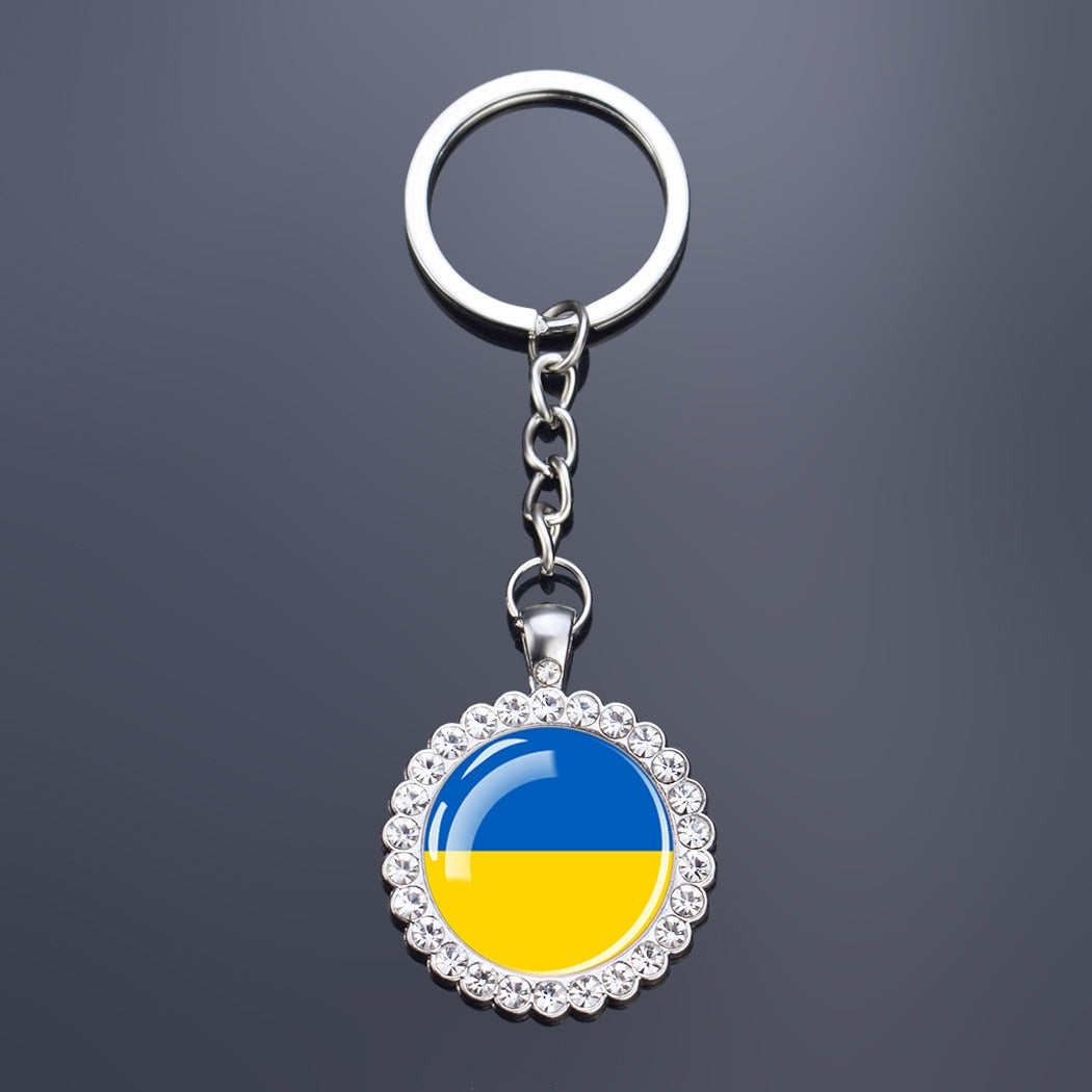 Ukrainian Flag Key Crystal Chain