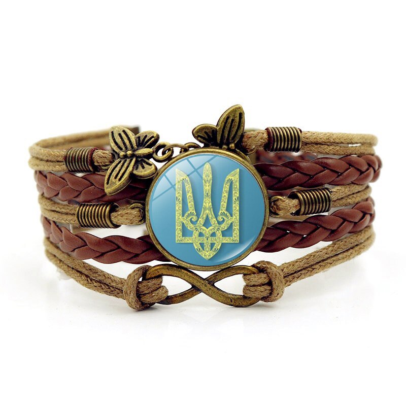 Ukrainian Flag Leather Bracelet for Women