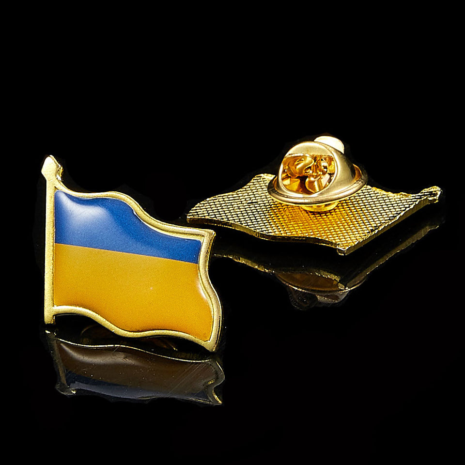 Ukrainian Flag Waving 3D Pin